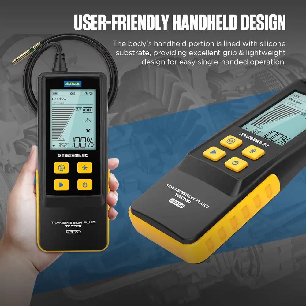AUTOOL AS505 Digital Optical Transmission Fluid (ATF) Quality & Temperature Tester (800mm PTFE Probe · 2.8